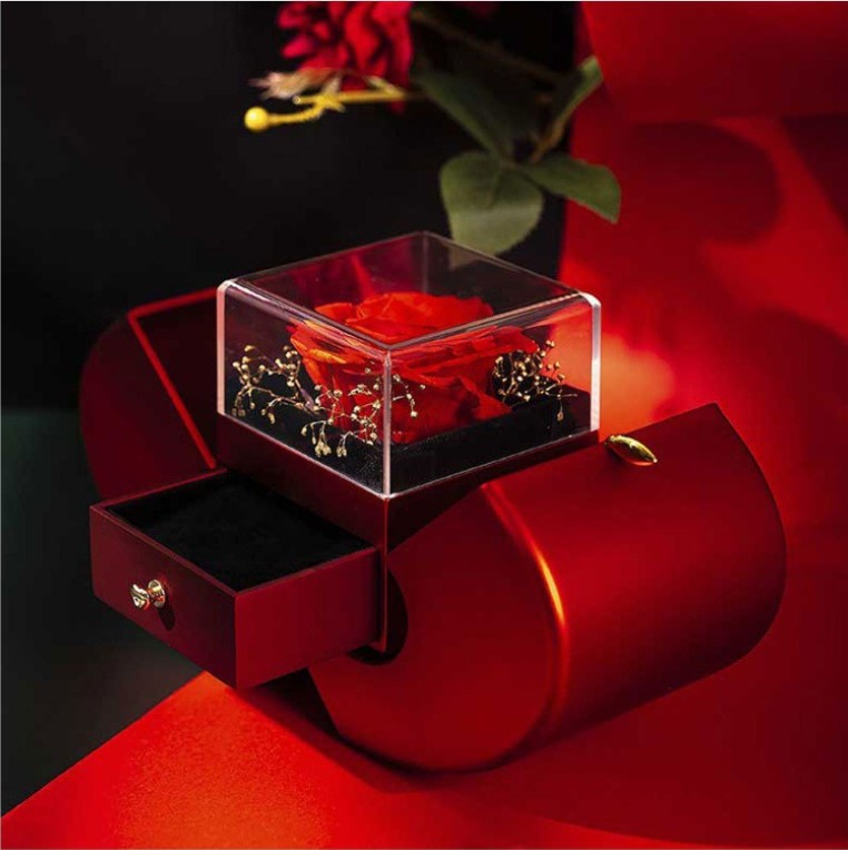 Forever Rose Jewelry Box with Engraved Necklace