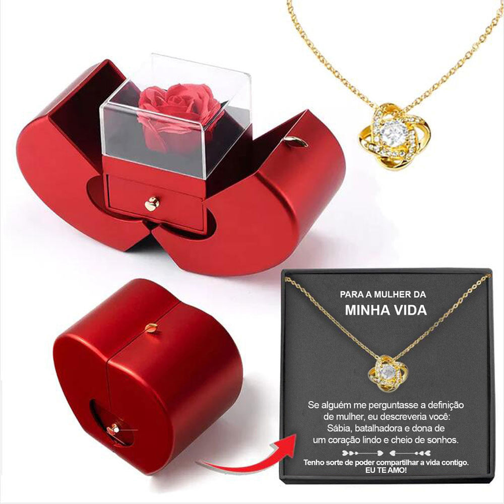 Forever Rose Jewelry Box with Engraved Necklace