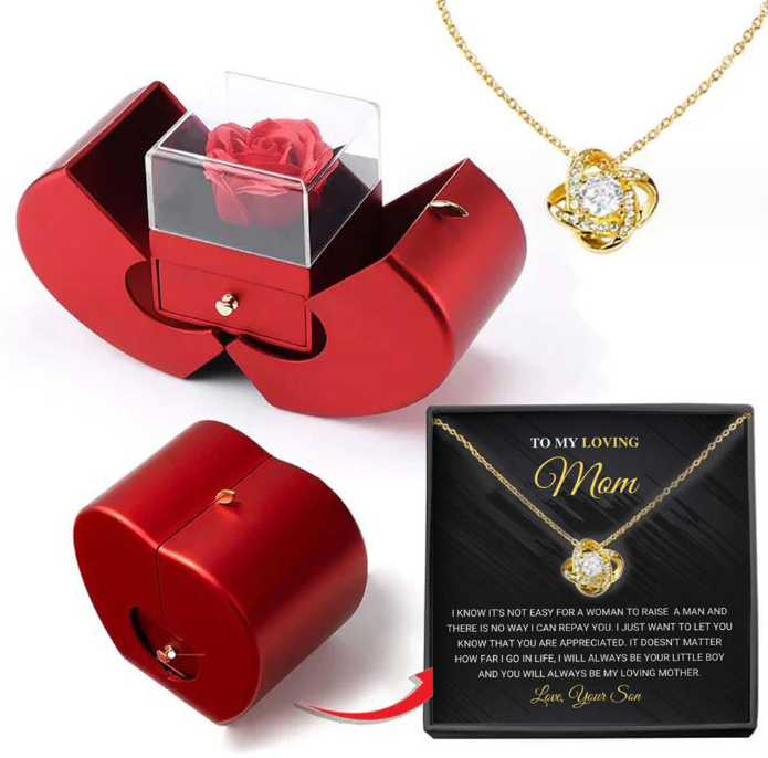 Forever Rose Jewelry Box with Engraved Necklace