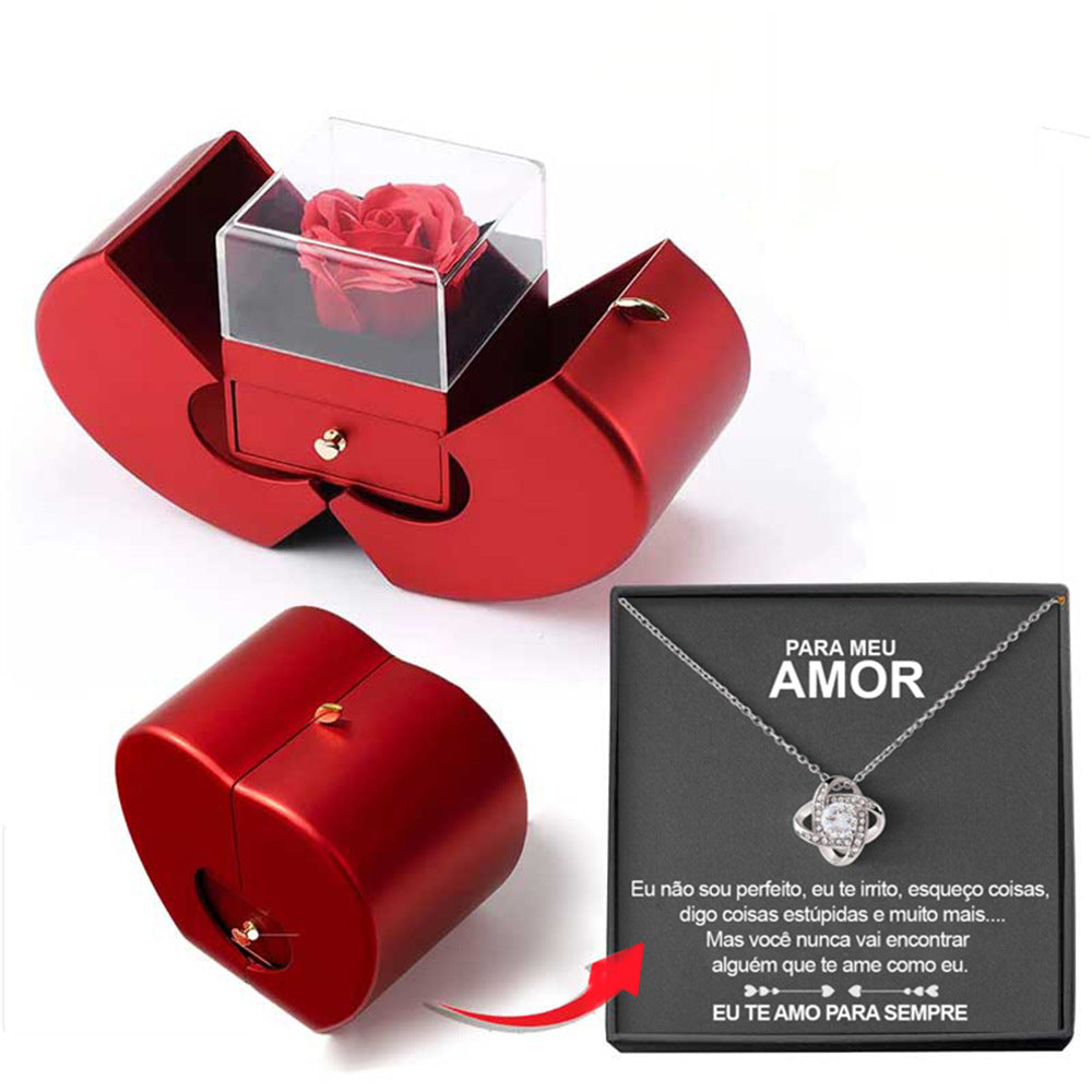 Forever Rose Jewelry Box with Engraved Necklace