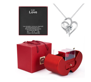 Forever Rose Jewelry Box with Engraved Necklace