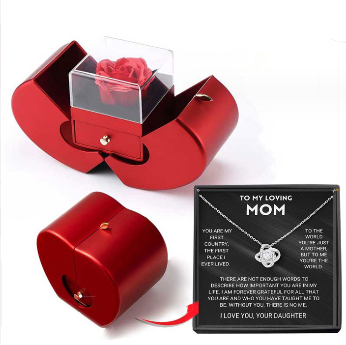 Forever Rose Jewelry Box with Engraved Necklace