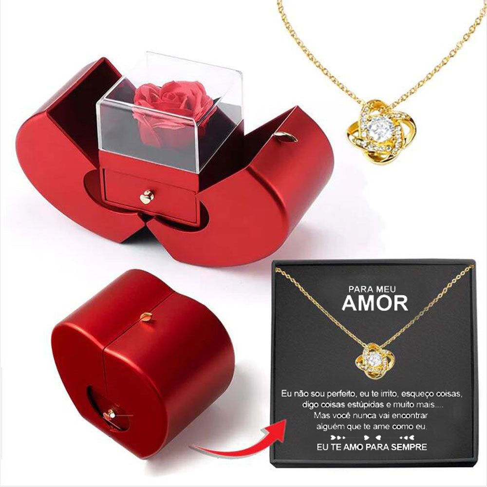 Forever Rose Jewelry Box with Engraved Necklace