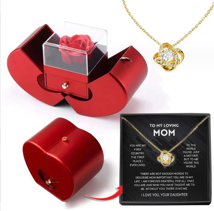 Forever Rose Jewelry Box with Engraved Necklace