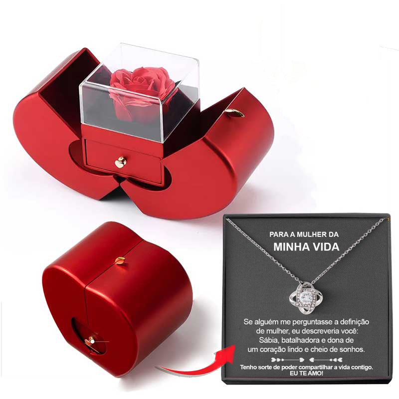 Forever Rose Jewelry Box with Engraved Necklace