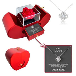 Forever Rose Jewelry Box with Engraved Necklace