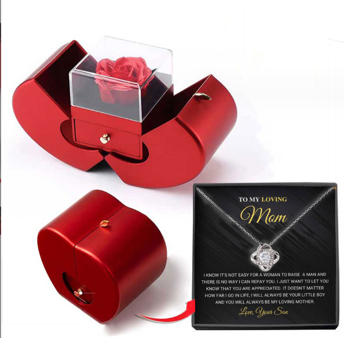 Forever Rose Jewelry Box with Engraved Necklace