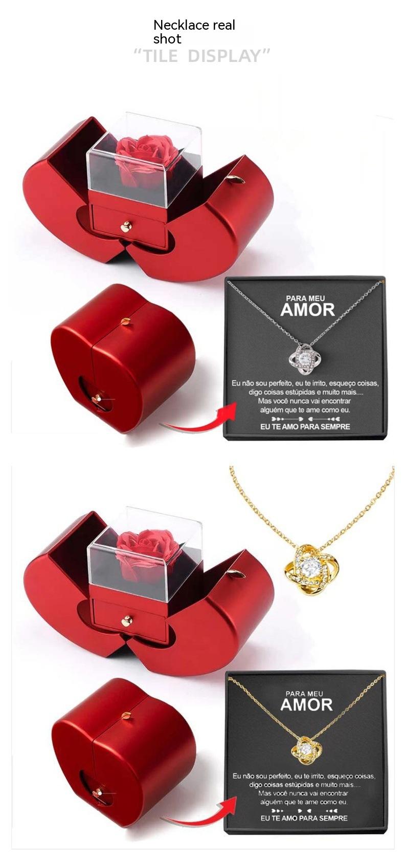 Forever Rose Jewelry Box with Engraved Necklace