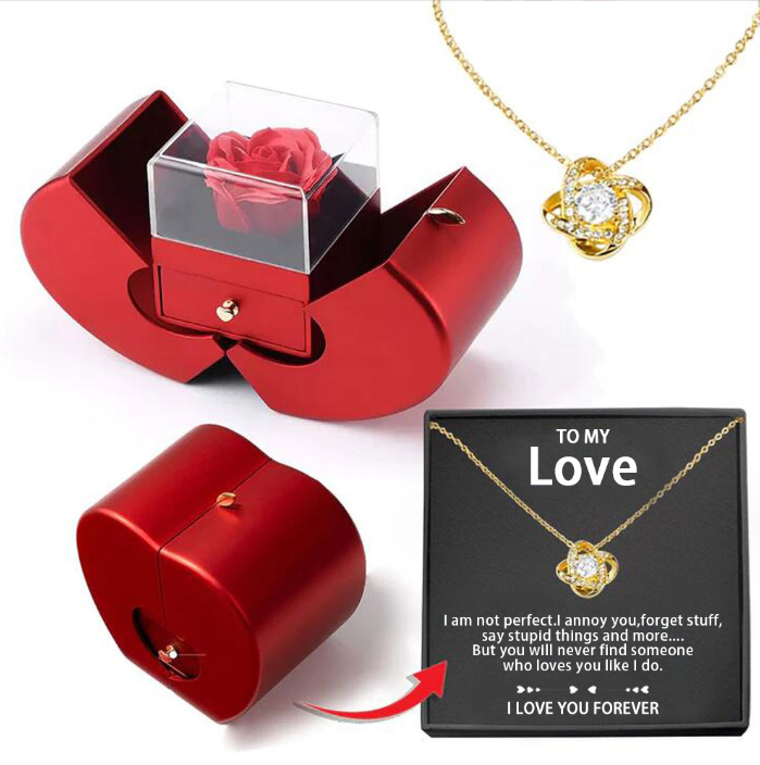 Forever Rose Jewelry Box with Engraved Necklace