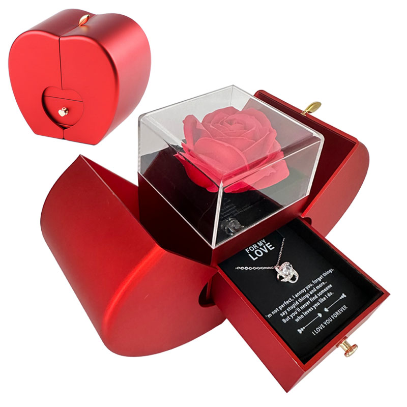 Forever Rose Jewelry Box with Engraved Necklace